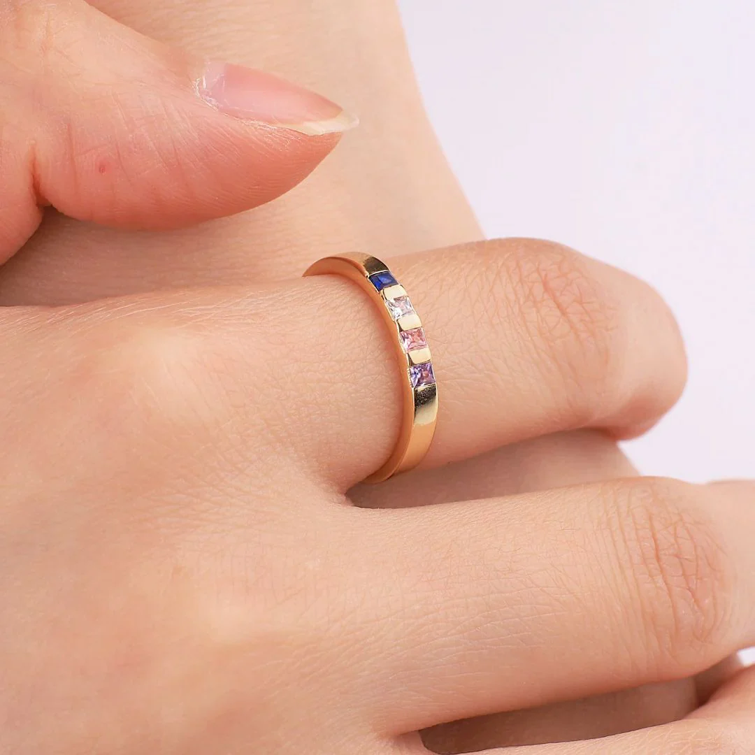 Princess-Cut Birthstone Band Ring - Image 16