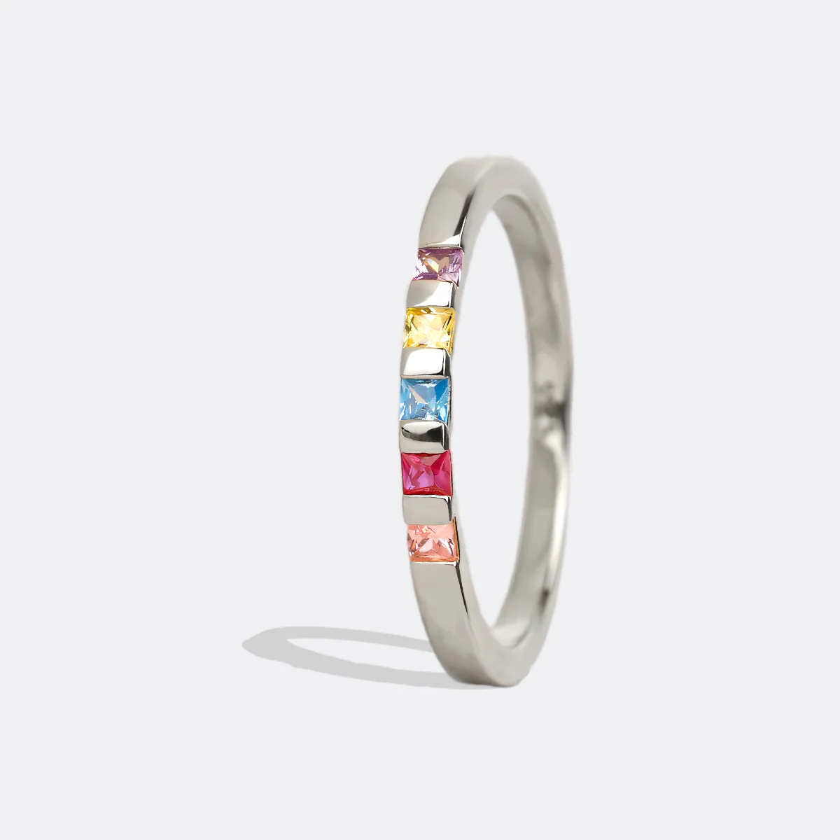 Princess-Cut Birthstone Band Ring - Image 39