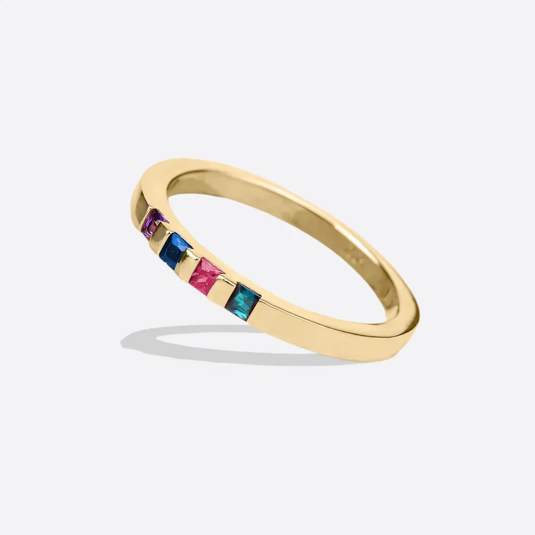 Princess-Cut Birthstone Band Ring - Image 44