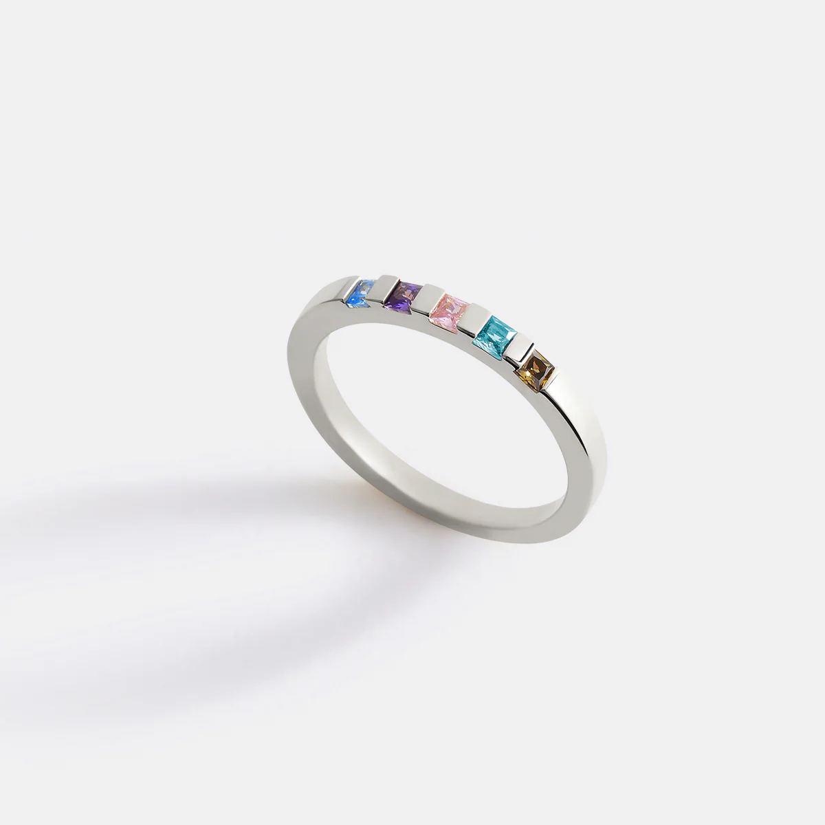 Princess-Cut Birthstone Band Ring - Image 48