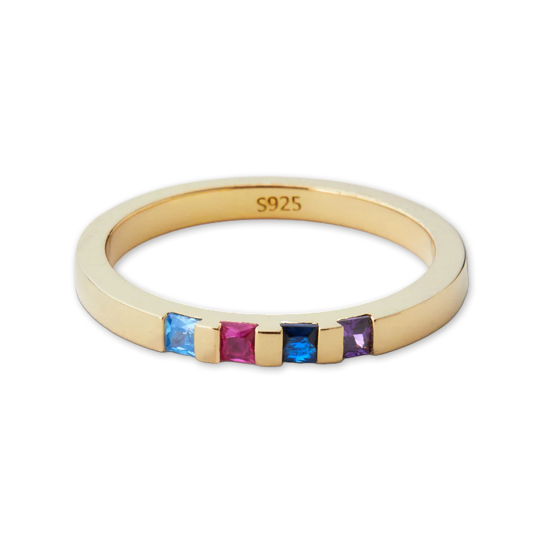 Princess-Cut Birthstone Band Ring - Image 6