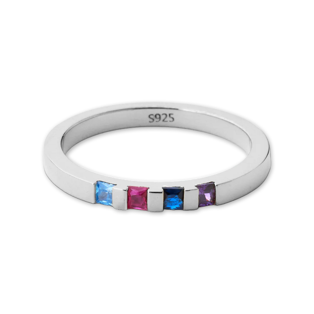 Princess-Cut Birthstone Band Ring - Image 8