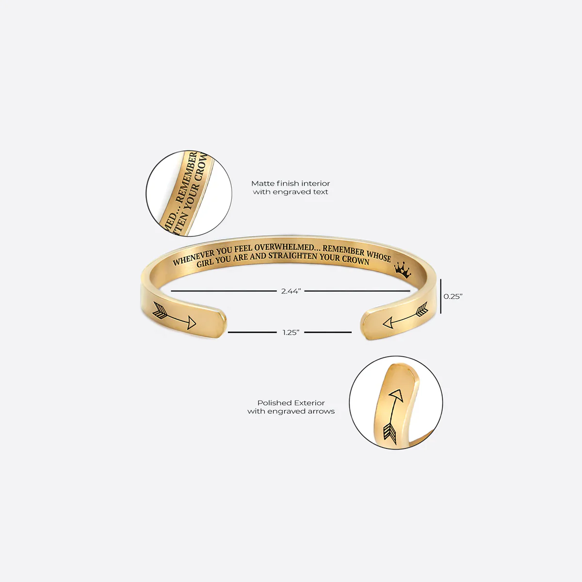 Remember Who You Are and Straighten Your Crown Personalizable Cuff Bracelet - Image 35
