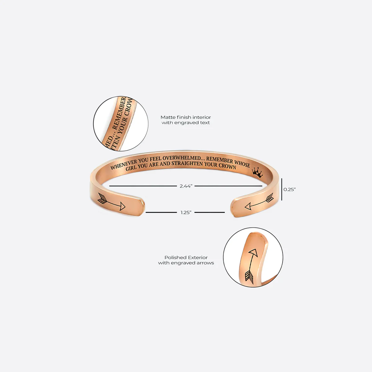 Remember Who You Are and Straighten Your Crown Personalizable Cuff Bracelet - Image 36