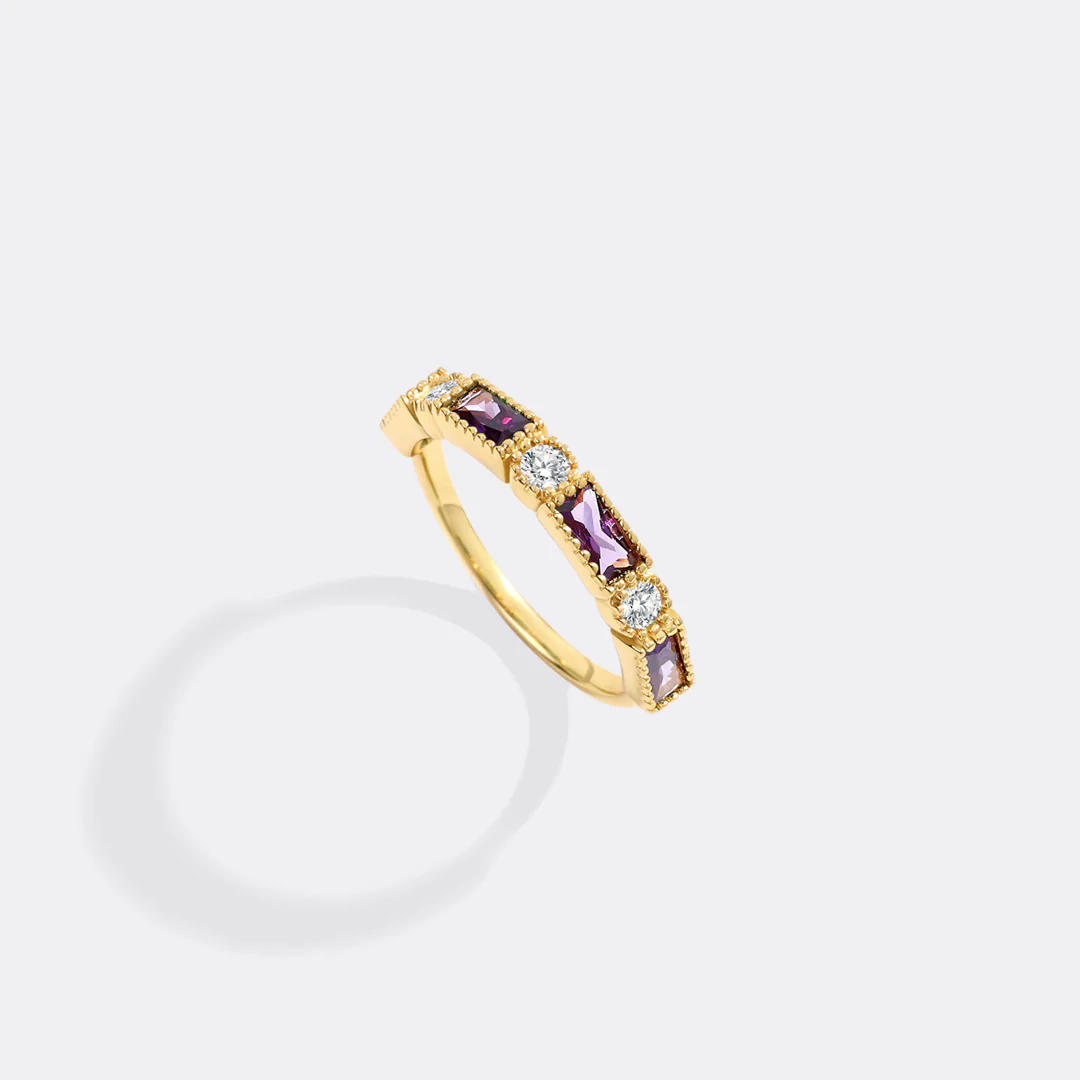 Personalized Round and Baguette Birthstone Ring - Image 16