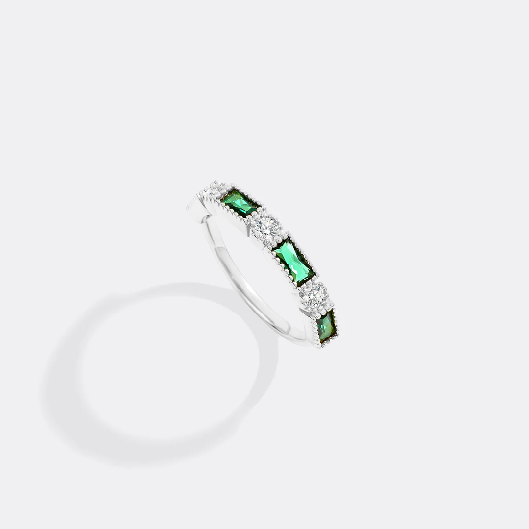 Personalized Round and Baguette Birthstone Ring - Image 24