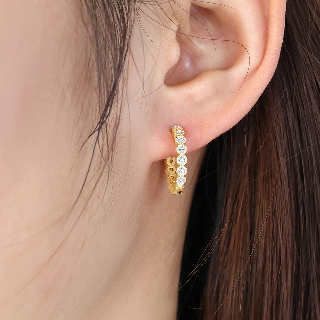 Shimmer Huggie Hoop Earrings - Image 2