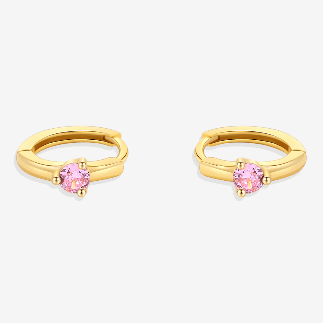 Solitaire Birthstone Huggie Hoop Earrings - Image 14