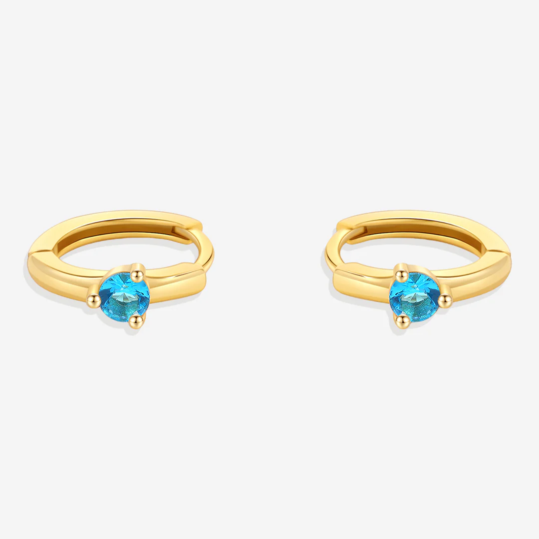 Solitaire Birthstone Huggie Hoop Earrings - Image 16