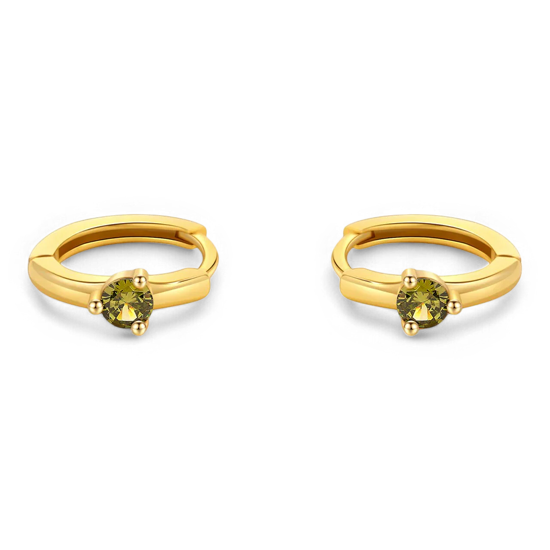 Solitaire Birthstone Huggie Hoop Earrings - Image 19