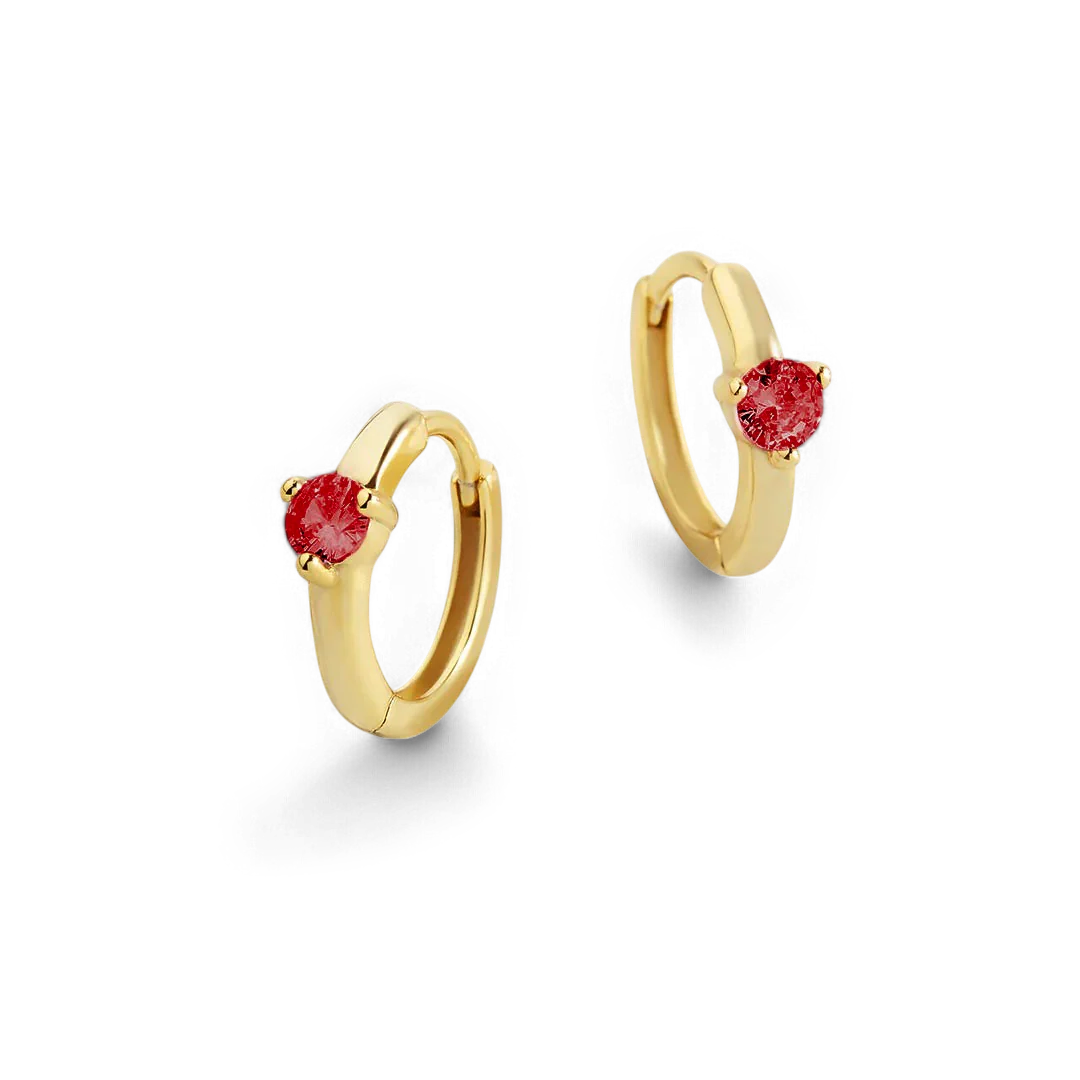 Solitaire Birthstone Huggie Hoop Earrings - Image 22