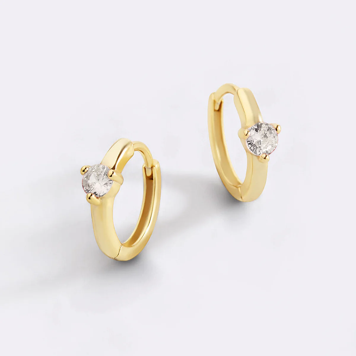 Solitaire Birthstone Huggie Hoop Earrings - Image 30