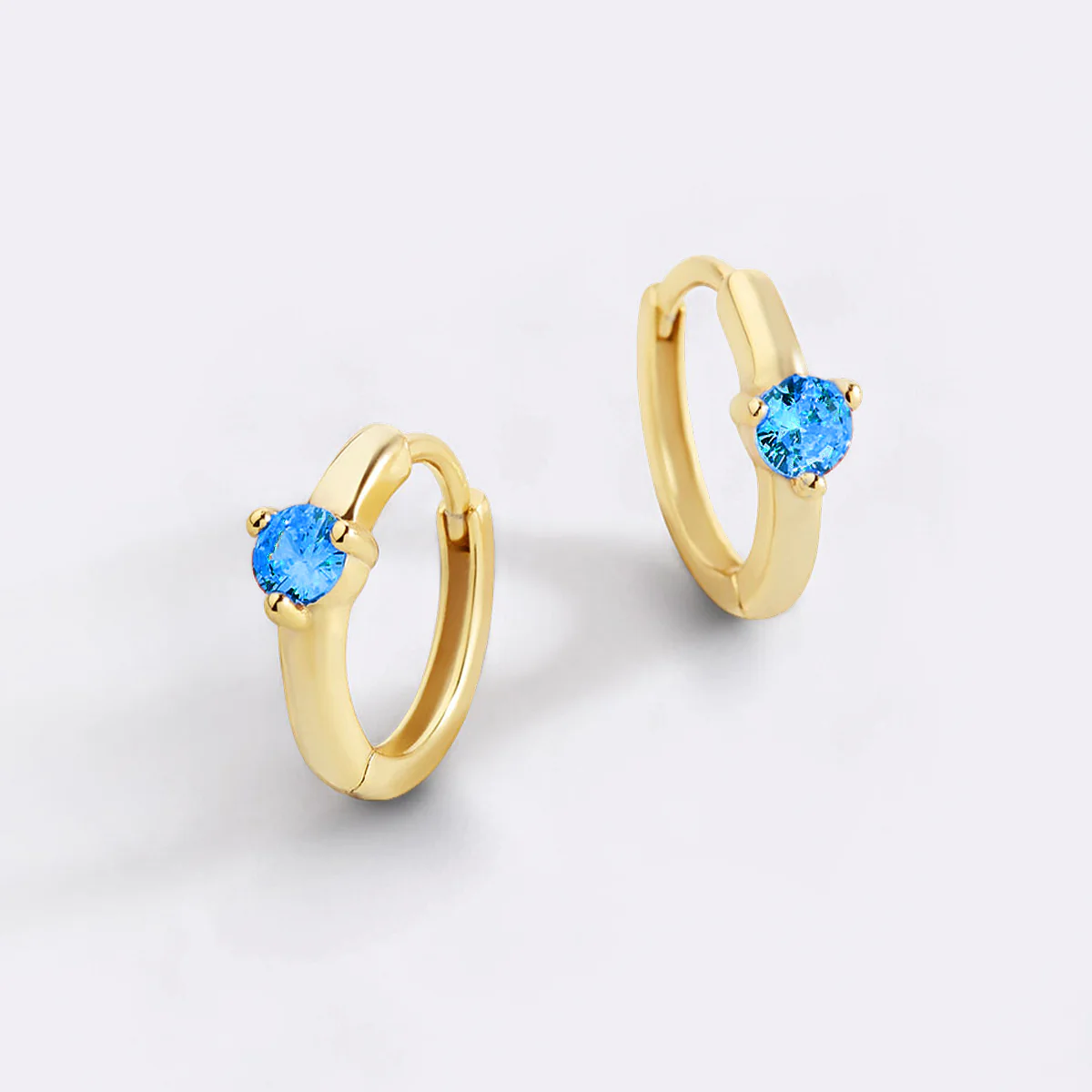 Solitaire Birthstone Huggie Hoop Earrings - Image 32