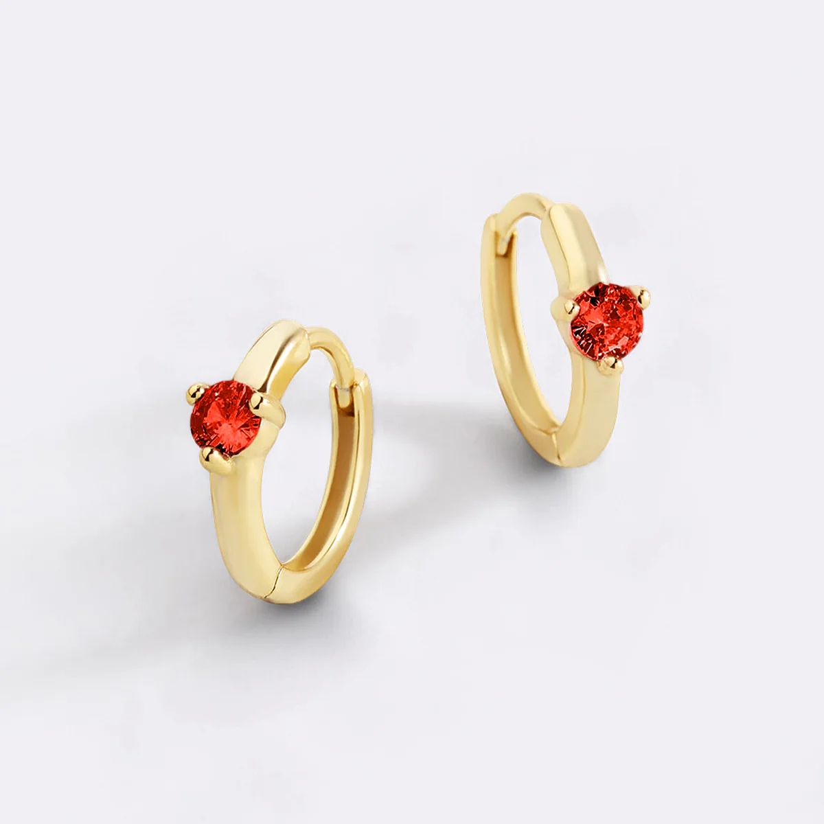 Solitaire Birthstone Huggie Hoop Earrings - Image 40