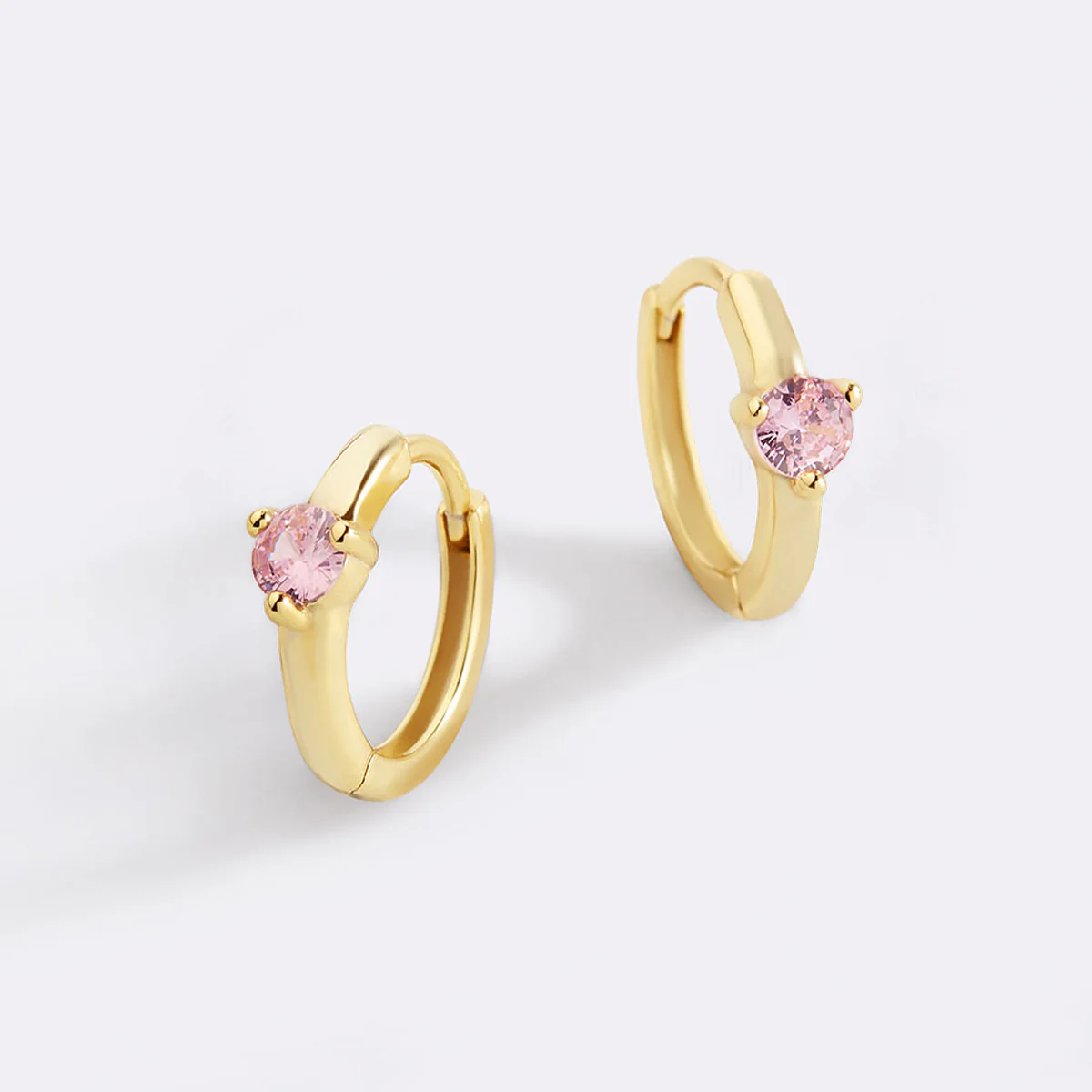 Solitaire Birthstone Huggie Hoop Earrings - Image 41
