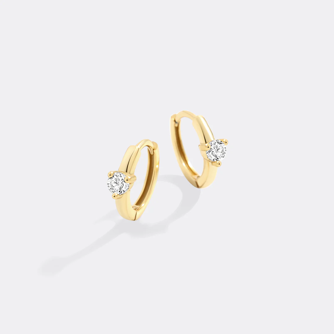 Solitaire Birthstone Huggie Hoop Earrings - Image 49