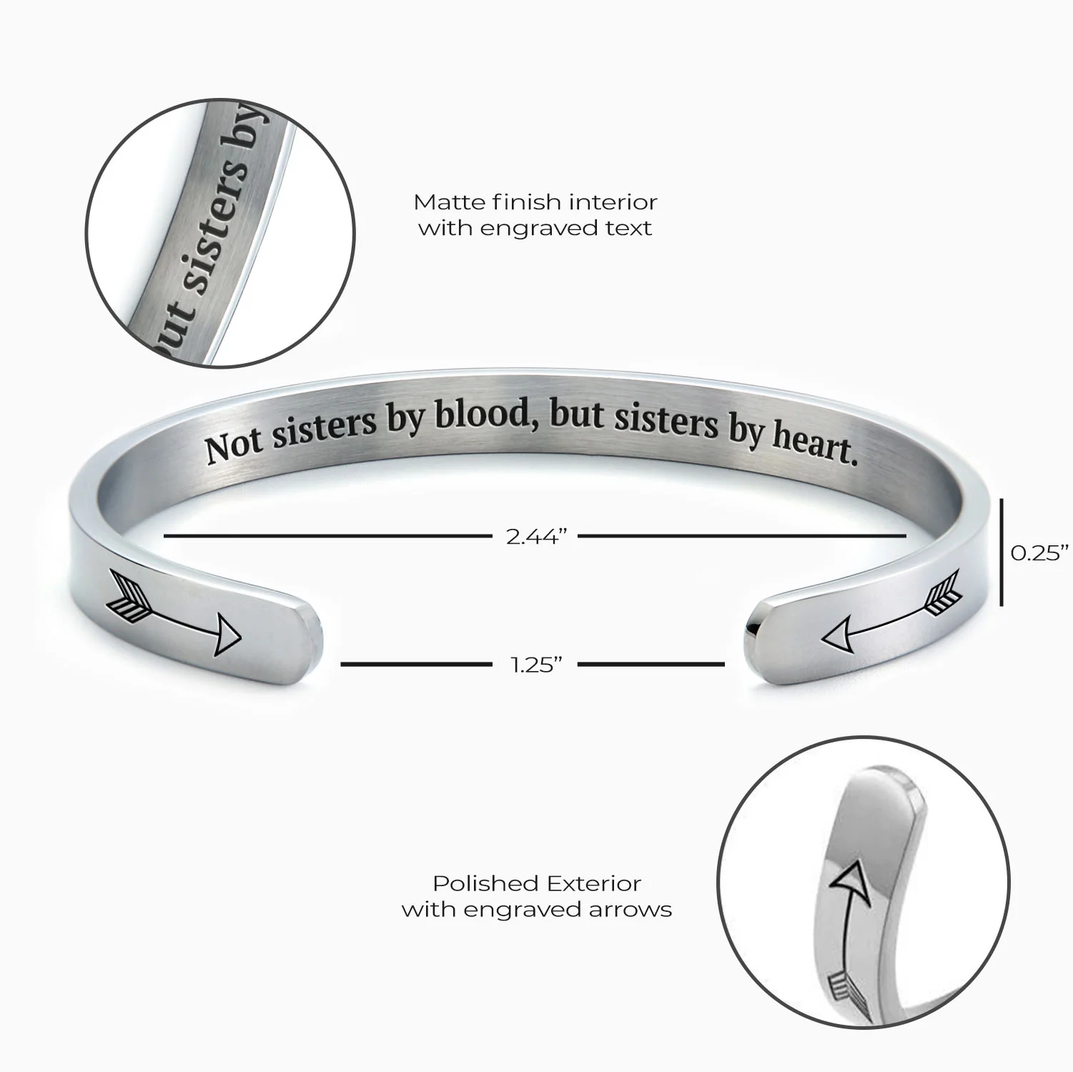 Not Sisters By Blood But Sisters By Heart Personalizable Cuff Bracelet - Image 38