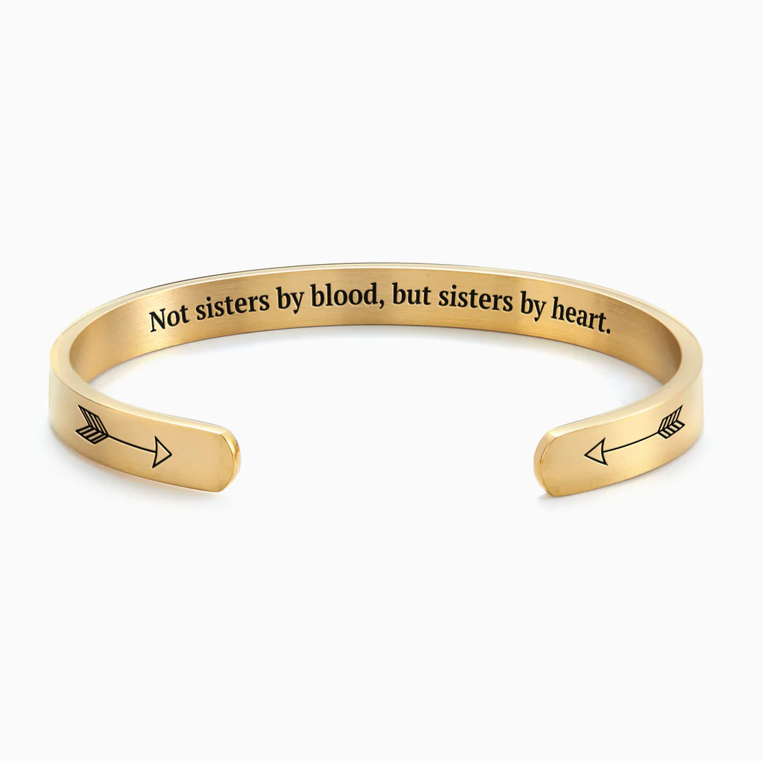 Not Sisters By Blood But Sisters By Heart Personalizable Cuff Bracelet - Image 5