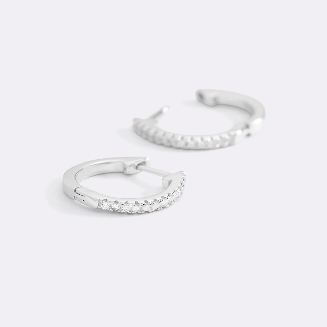 Small Dainty Pave Earring - Image 17