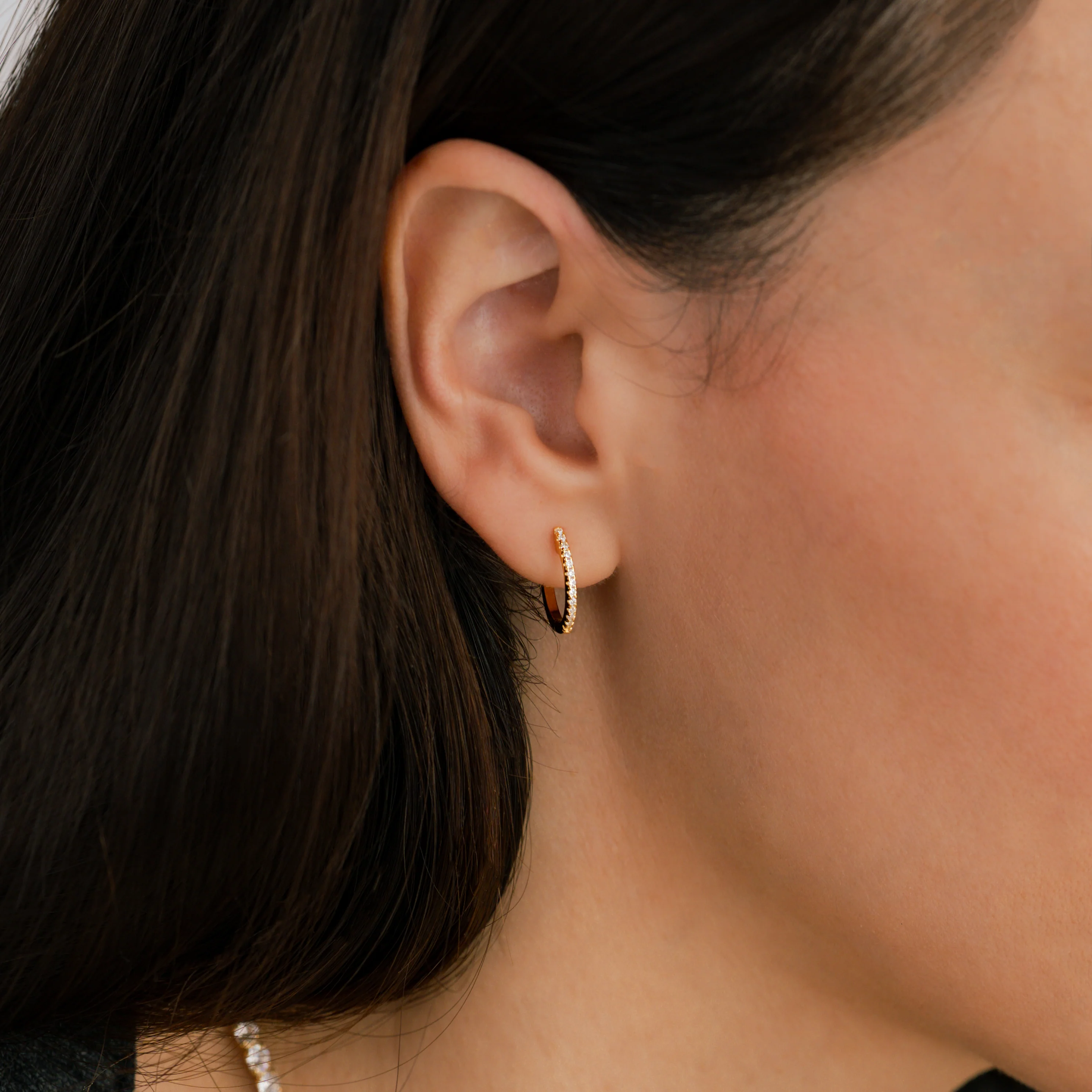 Small Dainty Pave Earring - Image 8