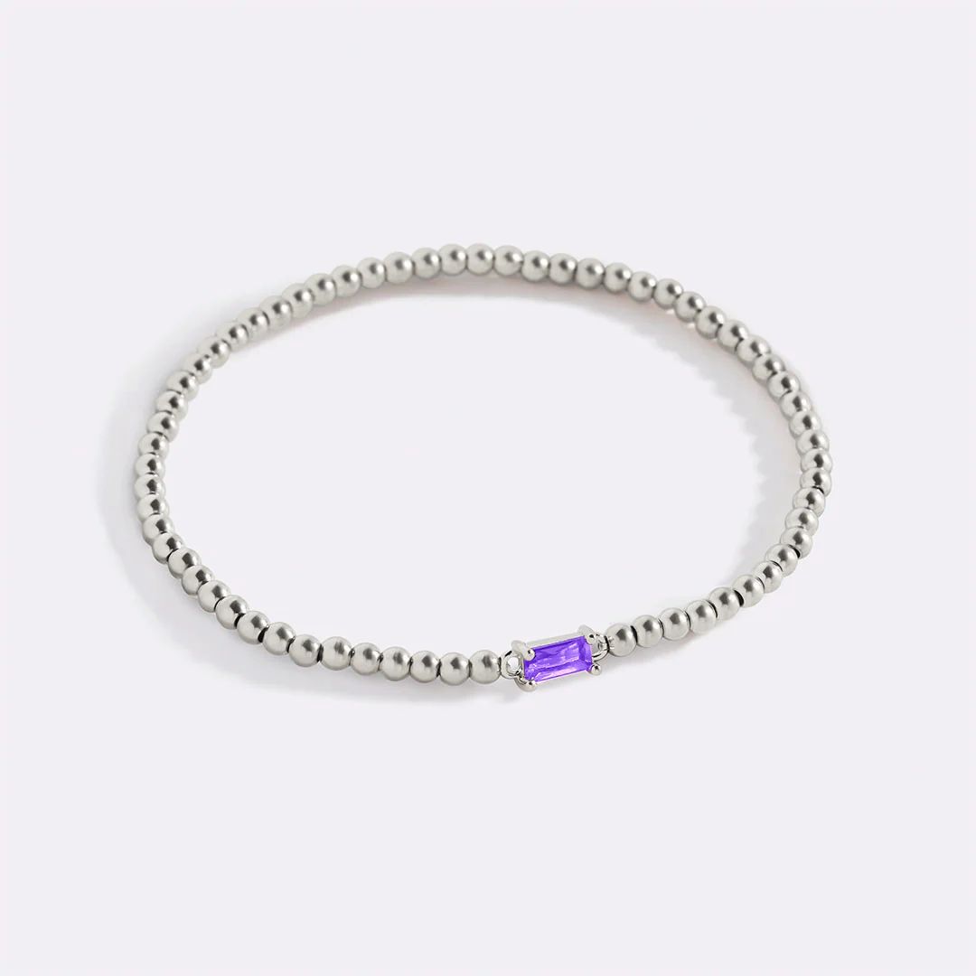 Sterling Silver Beaded Birthstone Bracelet - Image 16