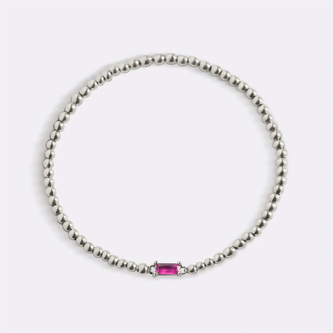 Sterling Silver Beaded Birthstone Bracelet - Image 17