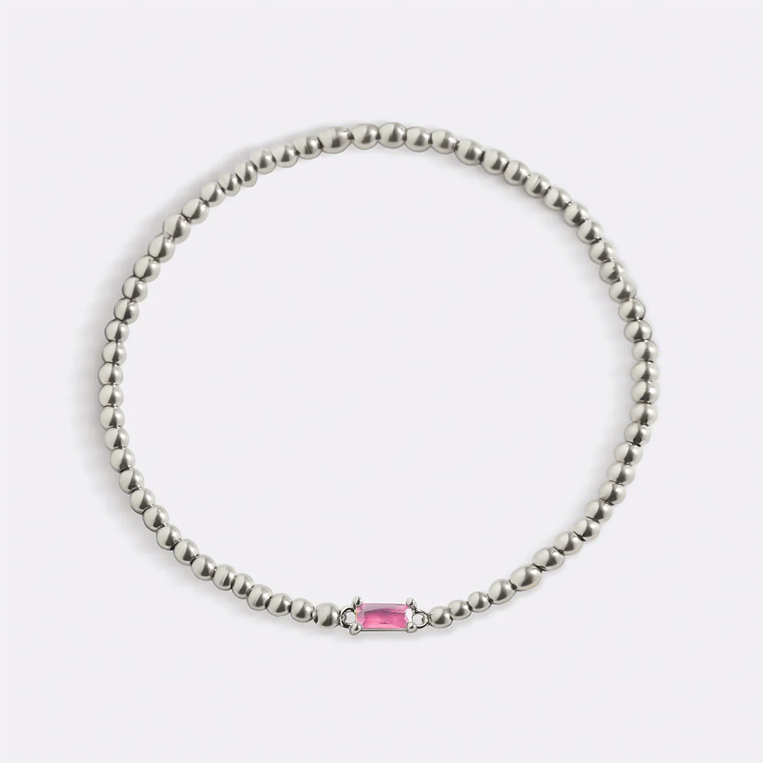 Sterling Silver Beaded Birthstone Bracelet - Image 23