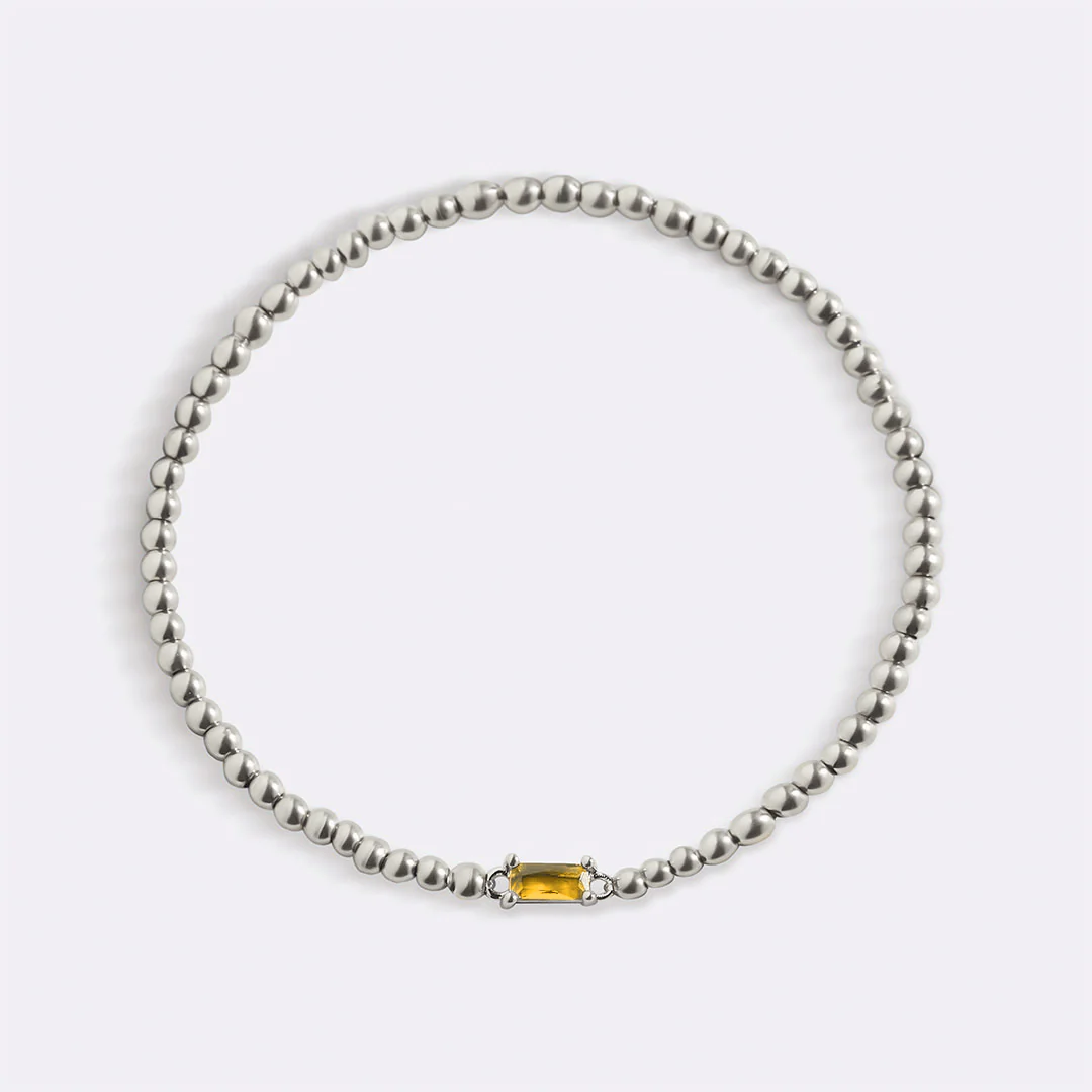 Sterling Silver Beaded Birthstone Bracelet - Image 25