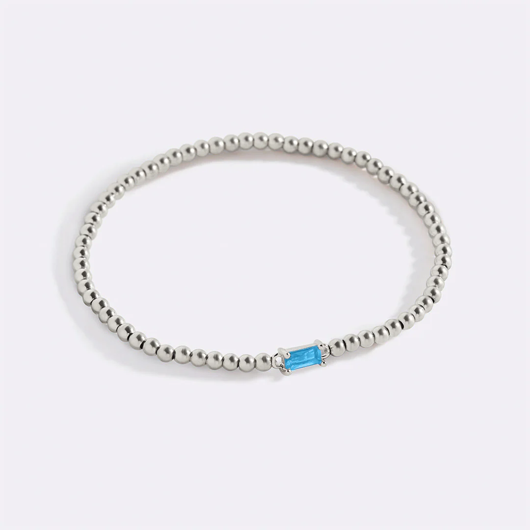 Sterling Silver Beaded Birthstone Bracelet - Image 28