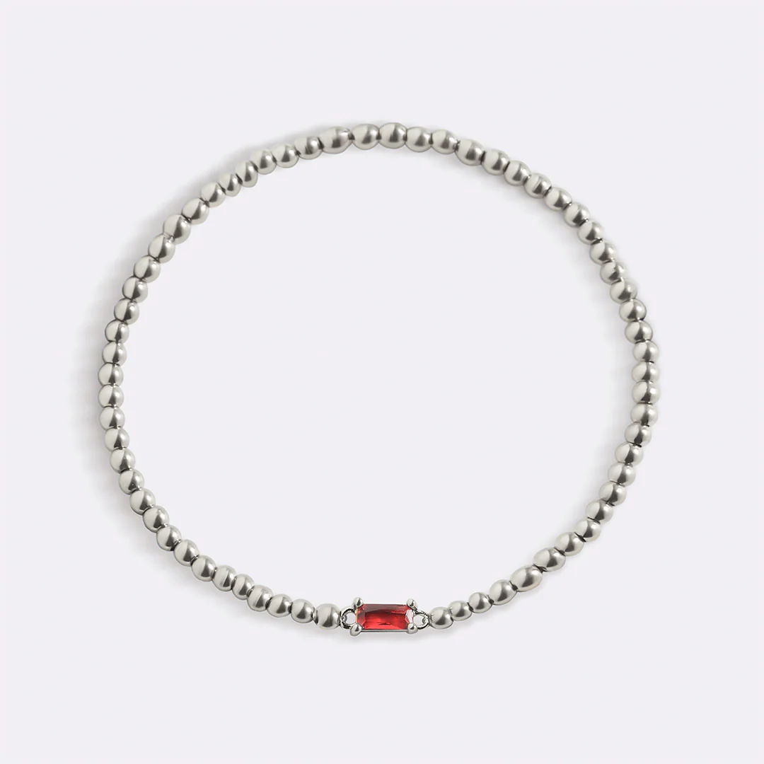 Sterling Silver Beaded Birthstone Bracelet - Image 3