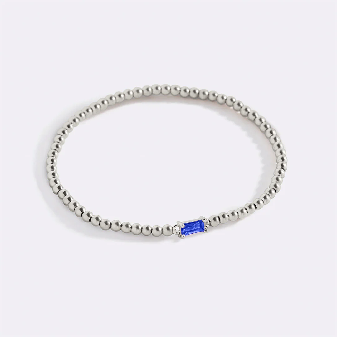 Sterling Silver Beaded Birthstone Bracelet - Image 40