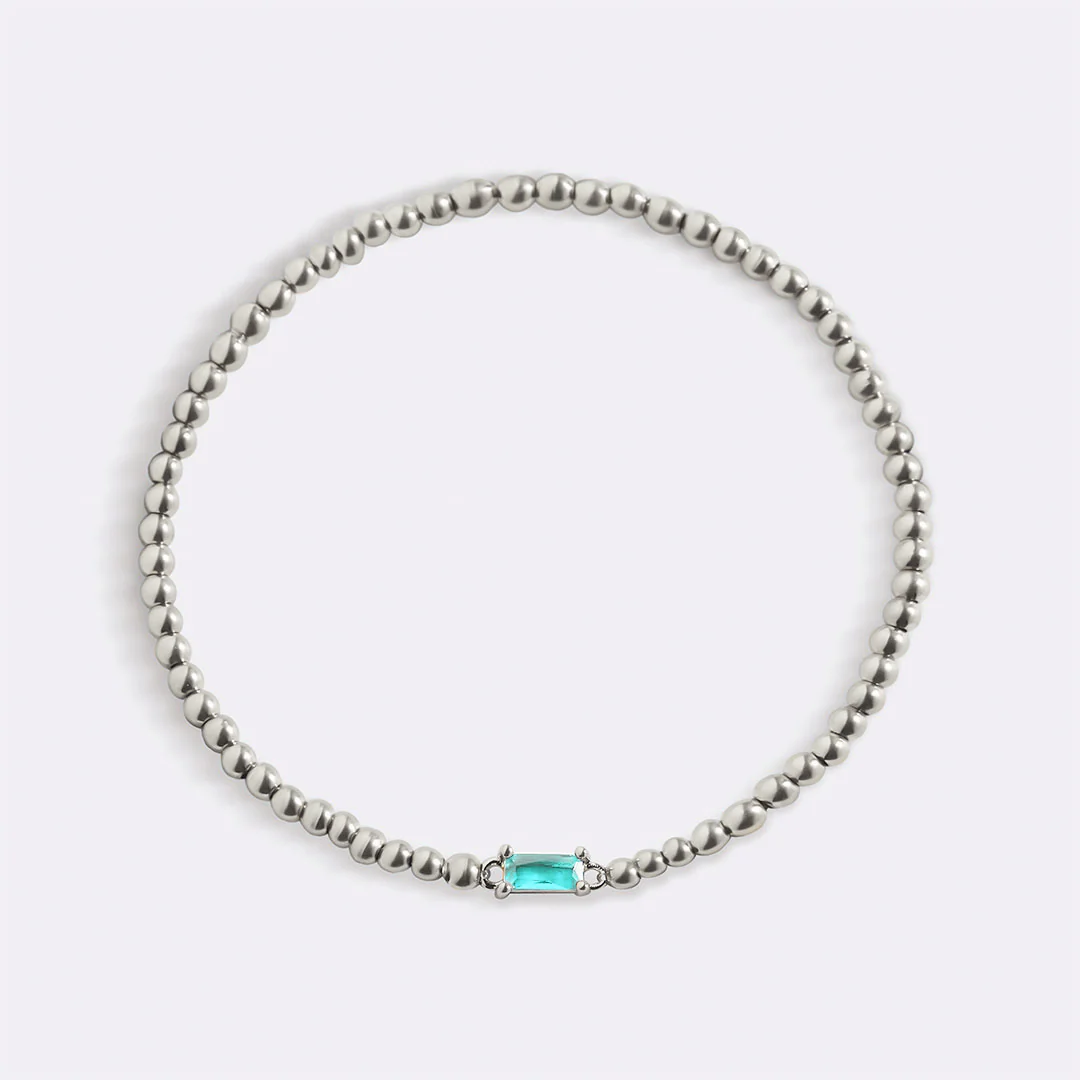 Sterling Silver Beaded Birthstone Bracelet - Image 51
