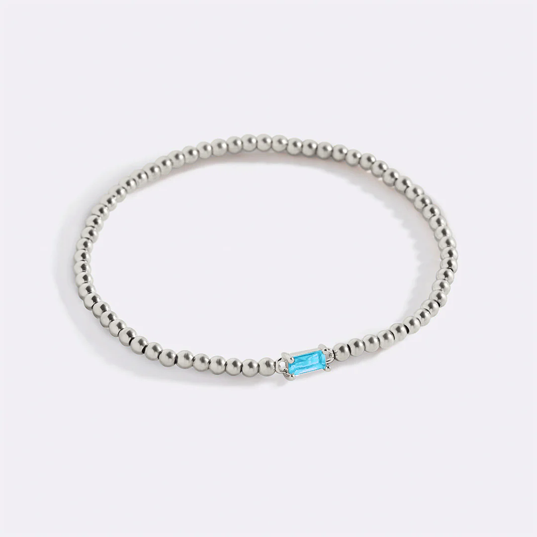 Sterling Silver Beaded Birthstone Bracelet - Image 52
