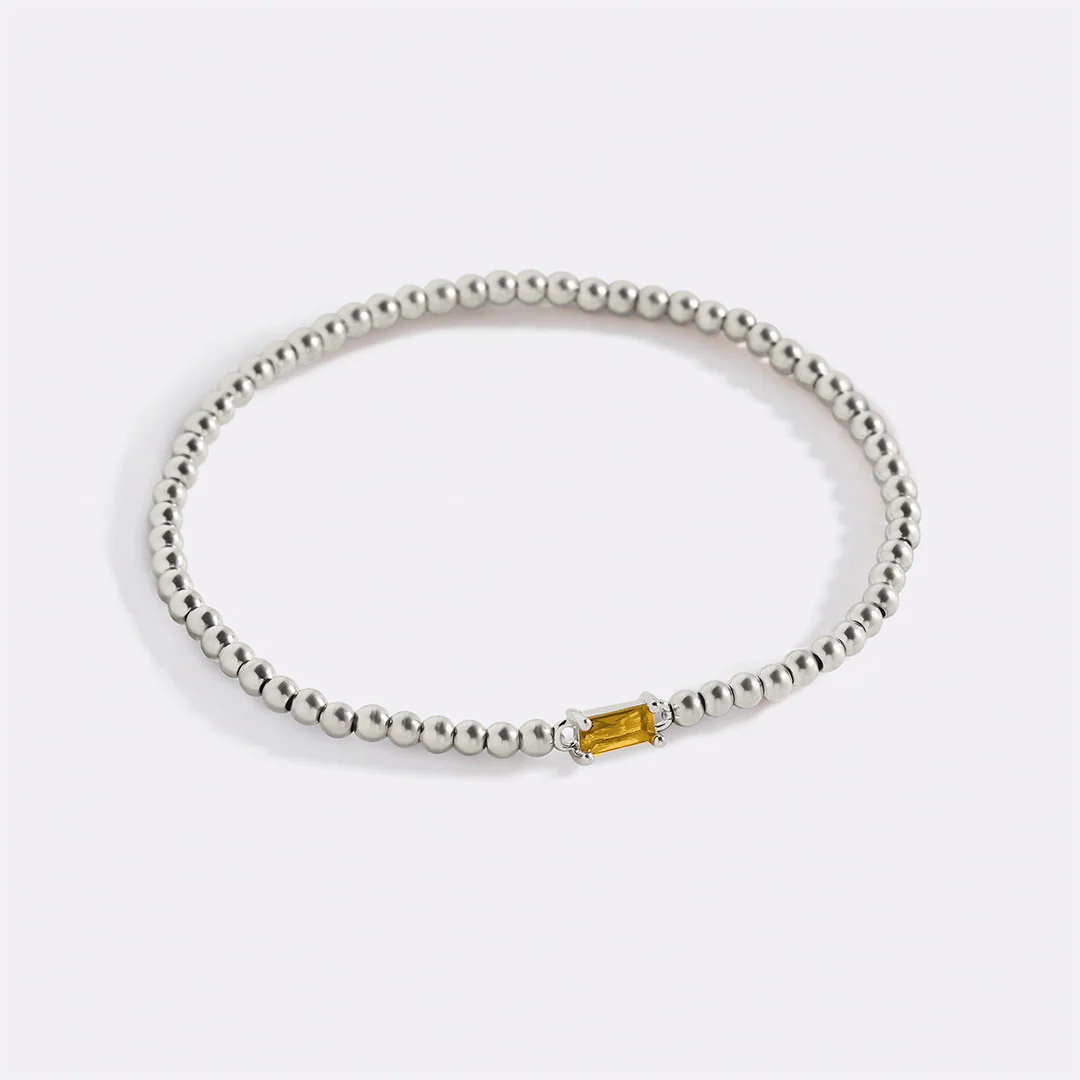 Sterling Silver Beaded Birthstone Bracelet - Image 62