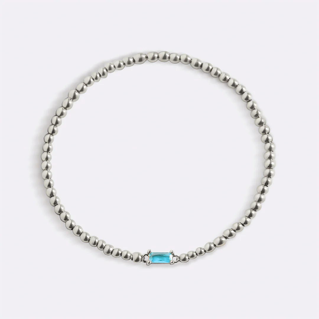 Sterling Silver Beaded Birthstone Bracelet - Image 63