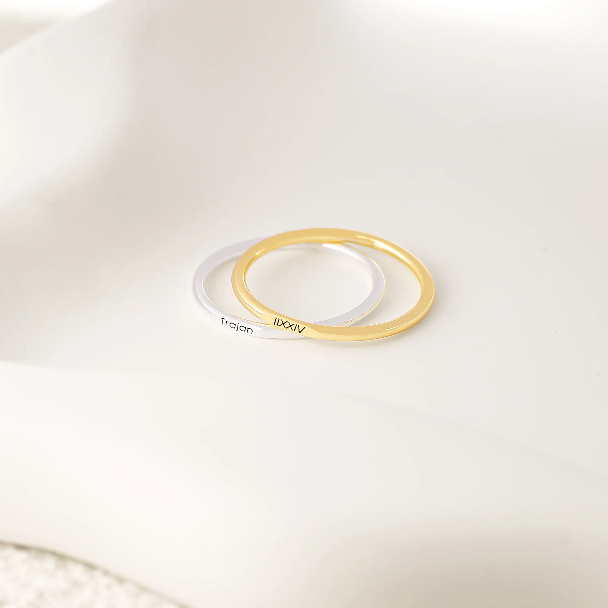 Sterling Silver Flat Top Super Tiny Stackable Name Ring - Image 16
