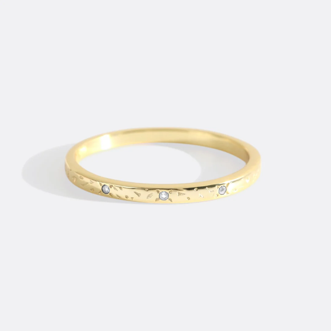Narrow Textured Gold Birthstone Band - Image 13