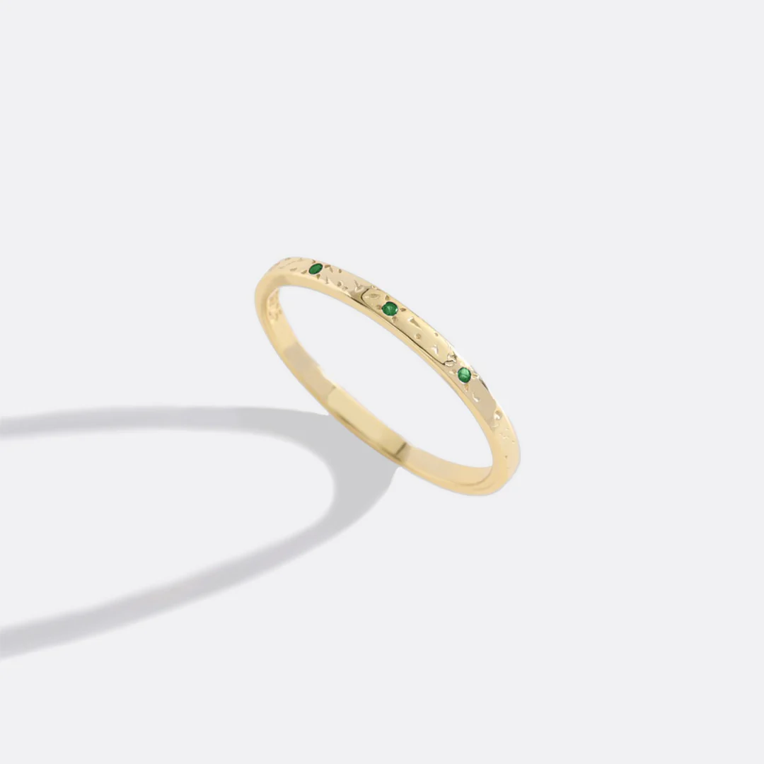 Narrow Textured Gold Birthstone Band - Image 16
