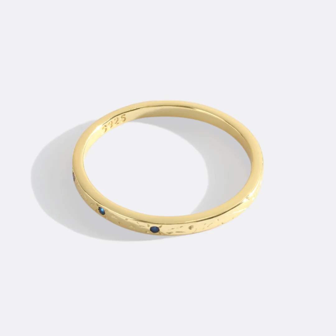 Narrow Textured Gold Birthstone Band - Image 37