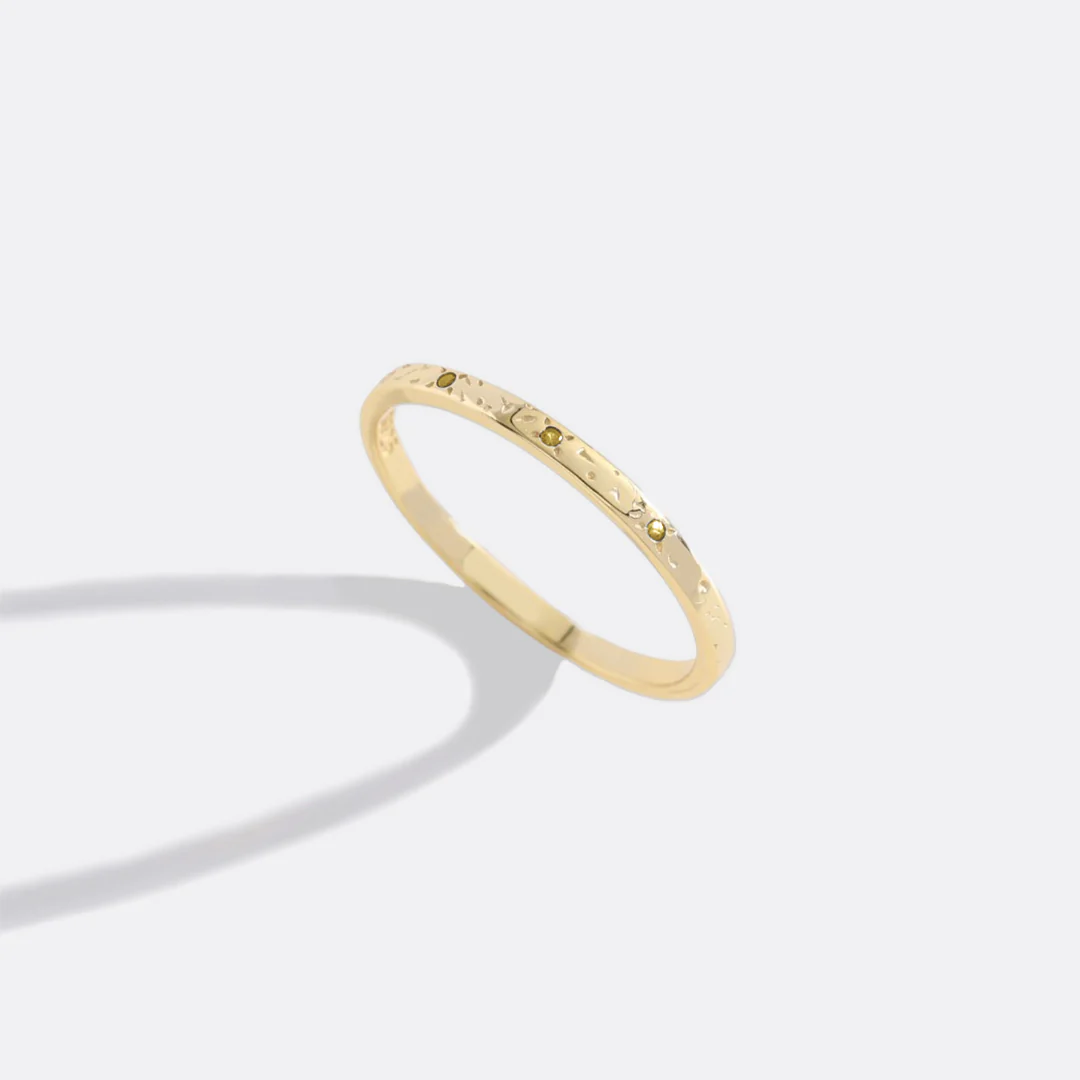 Narrow Textured Gold Birthstone Band - Image 45