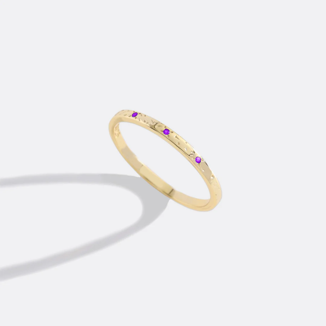Narrow Textured Gold Birthstone Band - Image 57