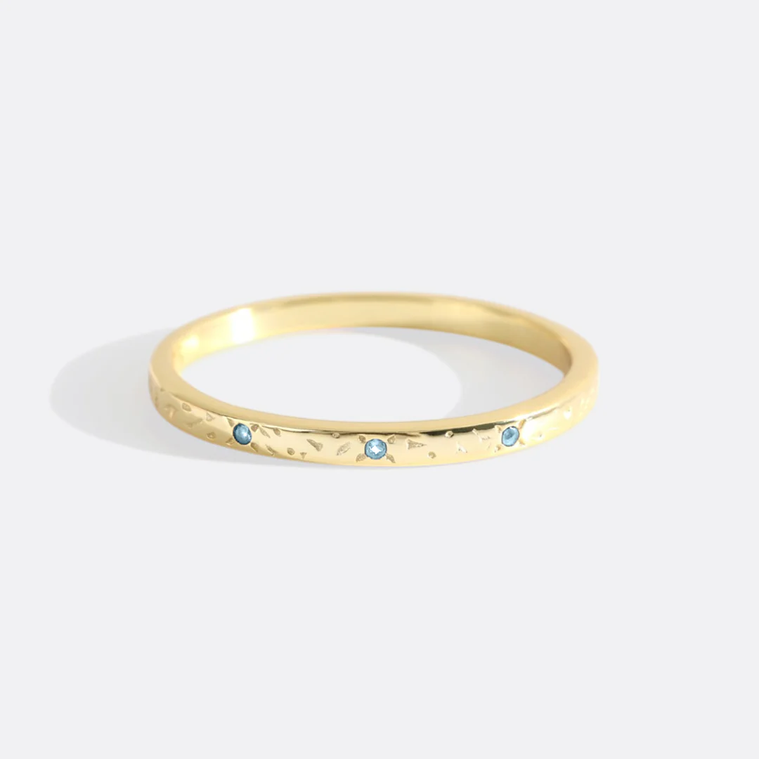 Narrow Textured Gold Birthstone Band - Image 58