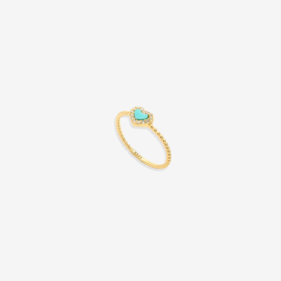 Tiny Gemstone Heart Stacking Ring - Image 10