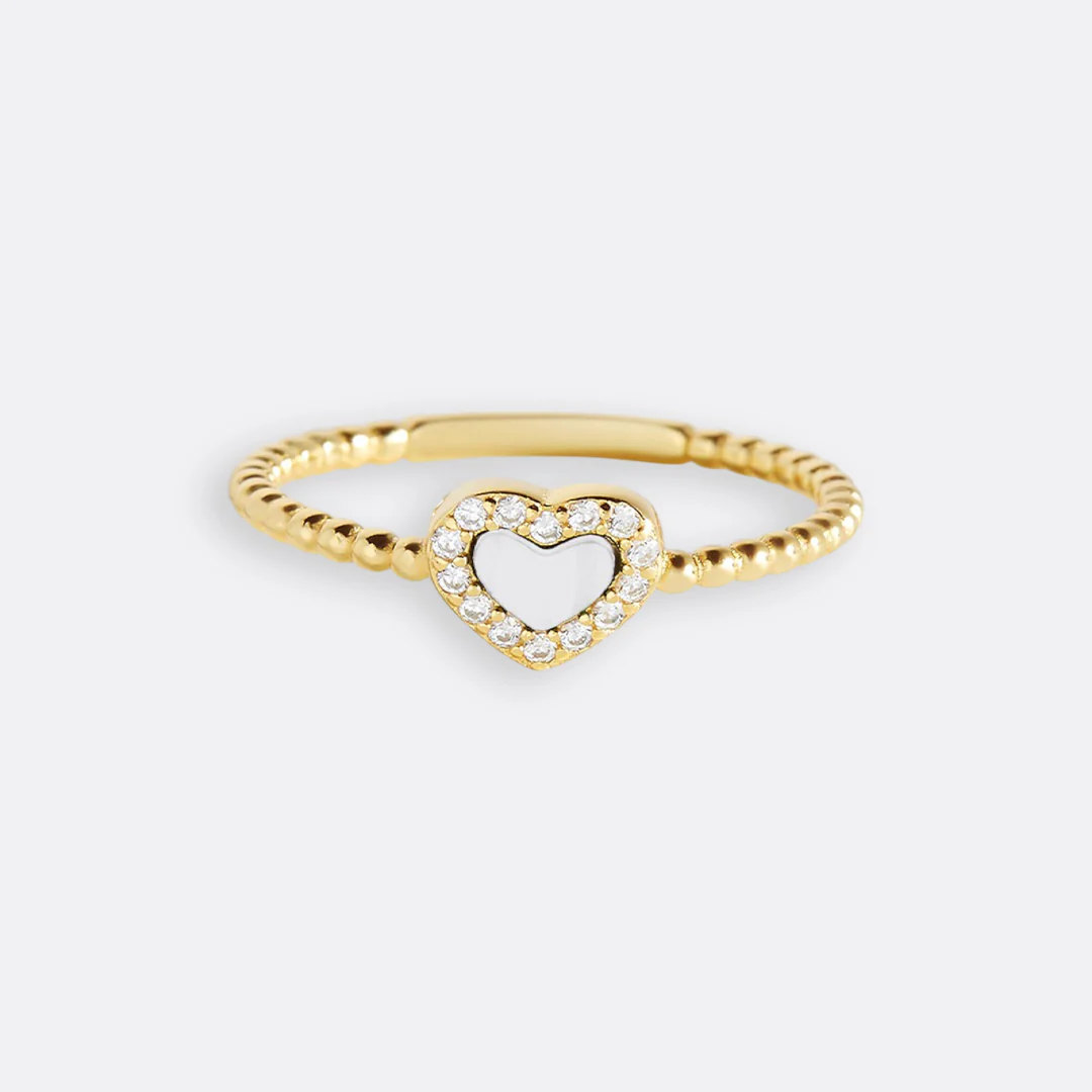 Tiny Gemstone Heart Stacking Ring - Image 15