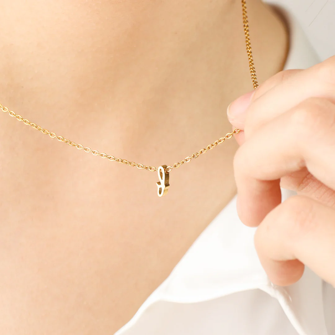 Tiny Script Initial Necklace - Image 103