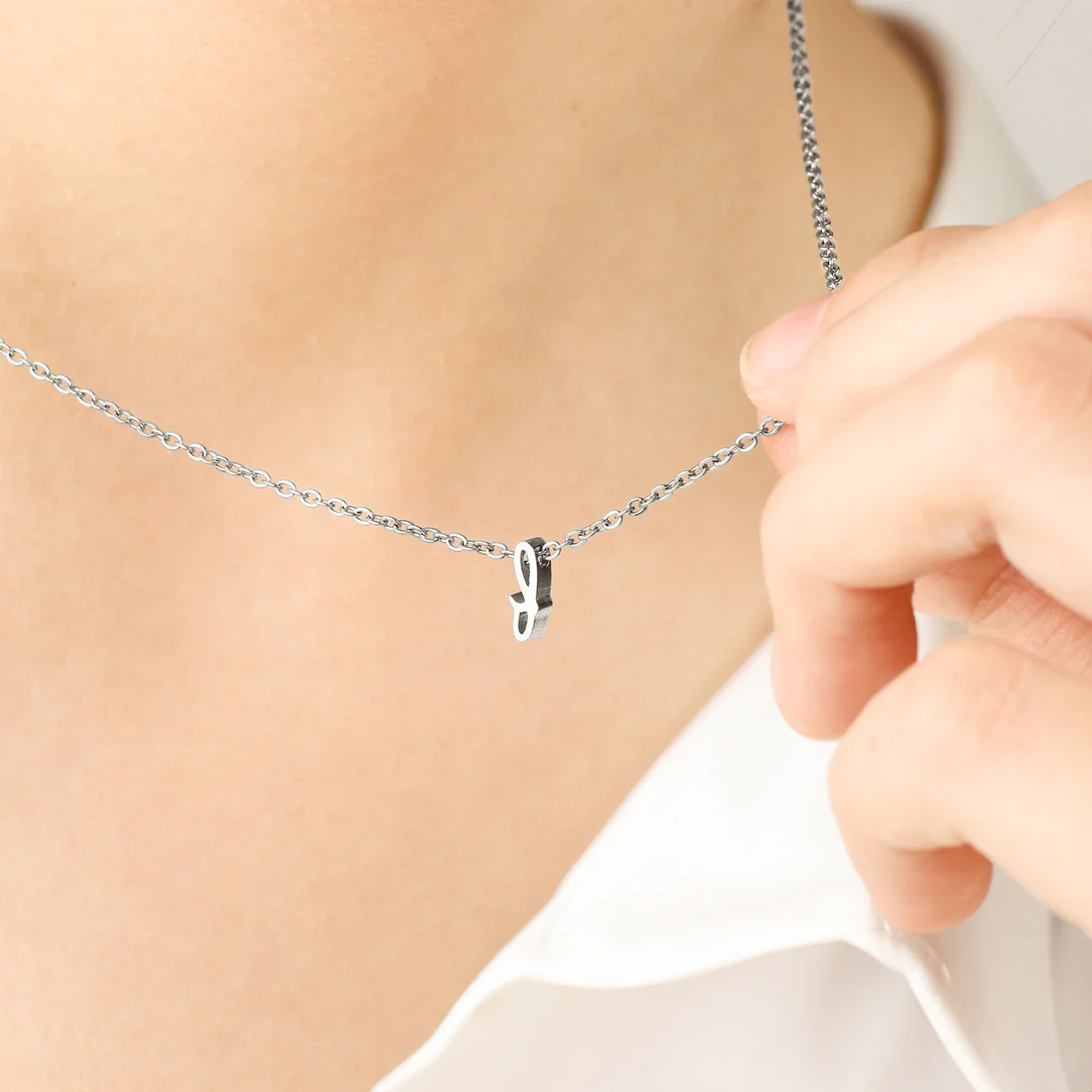 Tiny Script Initial Necklace - Image 109