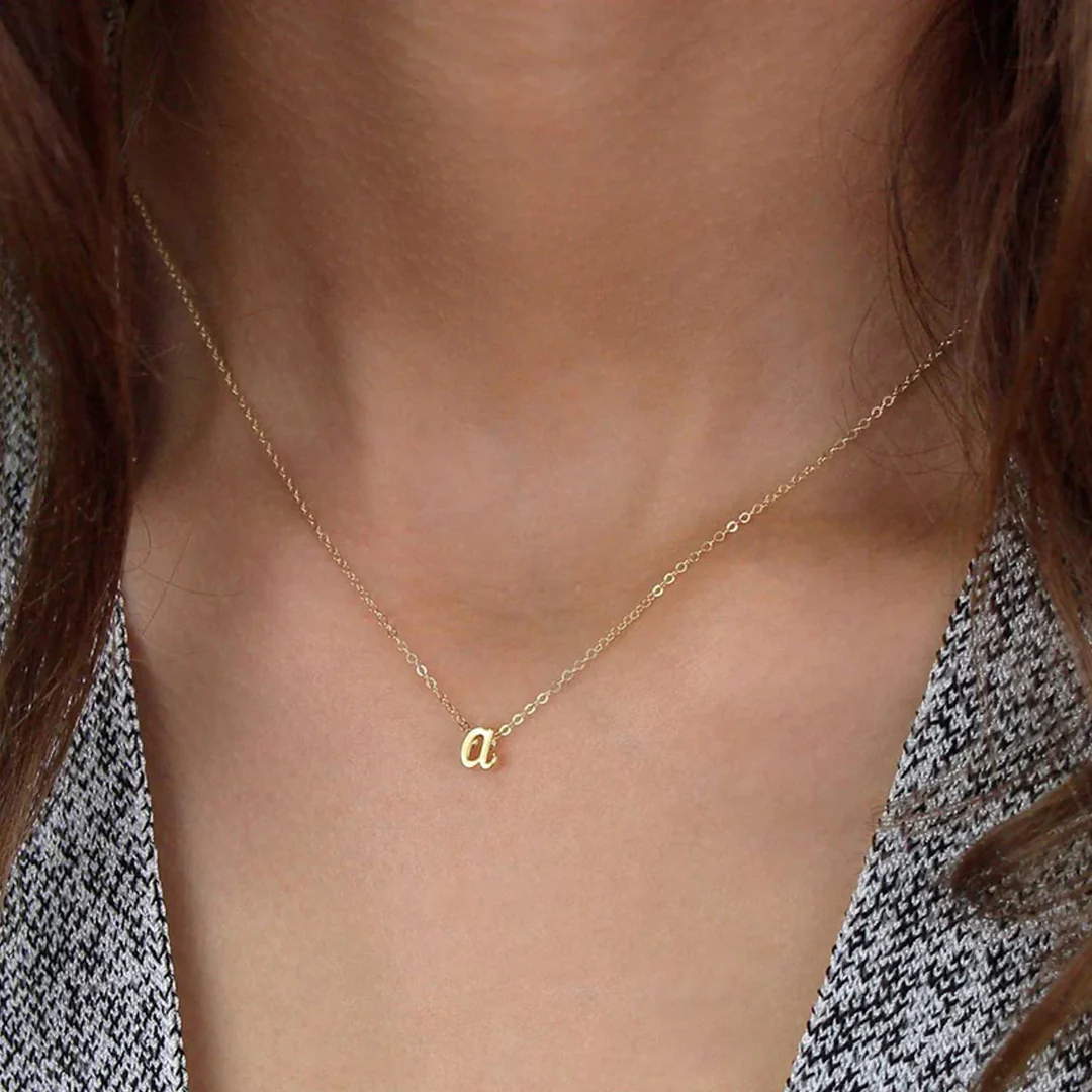 Tiny Script Initial Necklace - Image 84