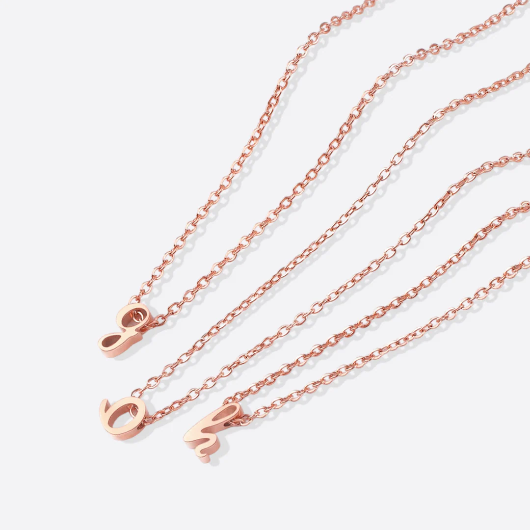 Tiny Script Initial Necklace - Image 91