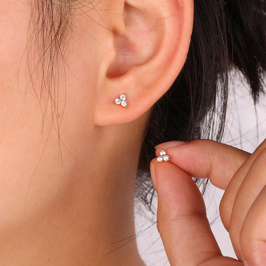 Trinity Birthstone Stud Earrings - Image 3