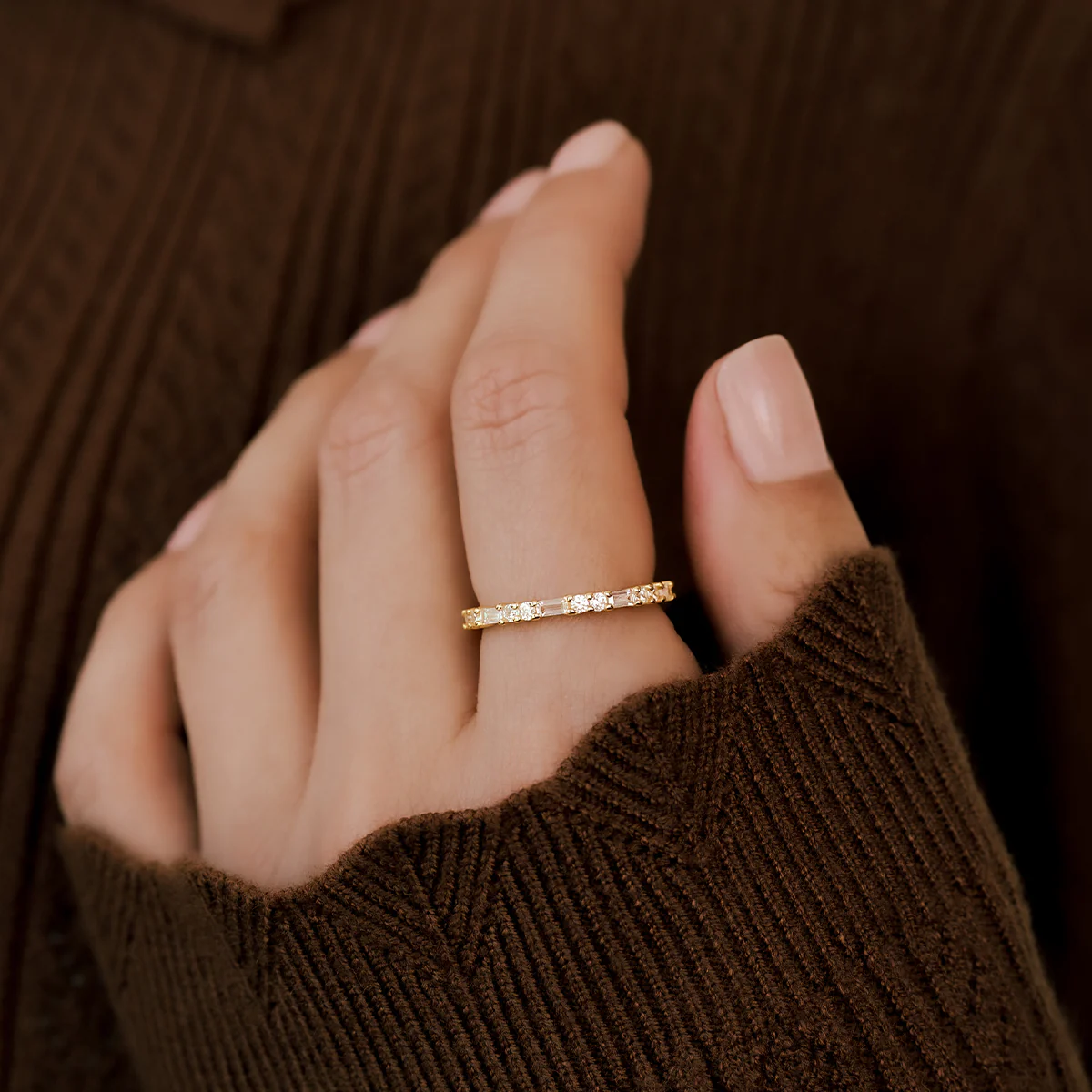 White Sapphire Stacking Ring - Image 7